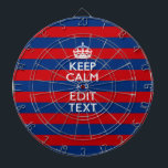 CALM UND Text auf blauen Streifen behalten Dartscheibe<br><div class="desc">Lassen Sie sich von Ihrem personalisierten Behalt-Sprichwort auf diesem feinen, individuellen Geschenk für sich selbst oder für jemanden, der auf Ihrer Liste ist. Das Dekor ist in Rot und Blau gehalten. Humorvoll oder skurril versuchen Sie Ihre kreativen Worte auf den zwei bearbeitbaren Textfeldern, die Sie auf dieser Produktseite sehen. Vergessen...</div>