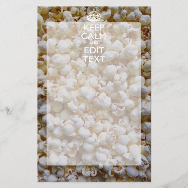 CALM UND Text auf Popcorn-Dekoration behalten Briefpapier (Vorderseite)