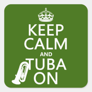 Calm und Tuba On behalten (beliebige Hintergrundfa Quadratischer Aufkleber