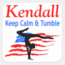 CALM UND TUMBLE PERSONALISIERT GYMNAST STICKER beh