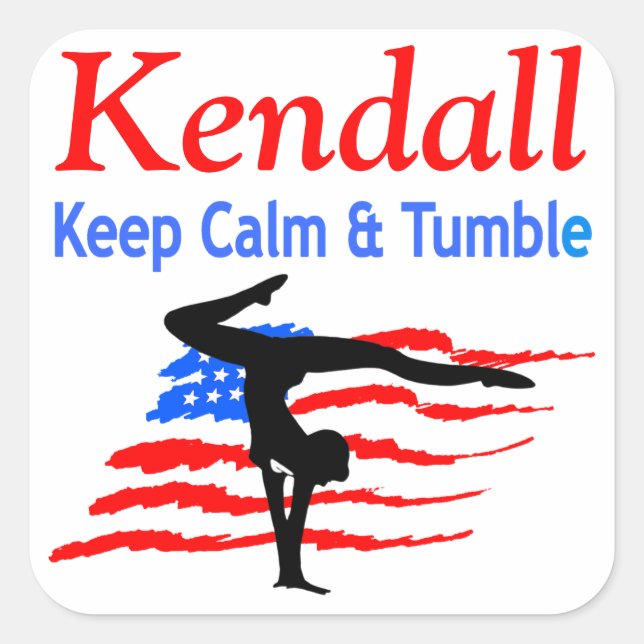 CALM UND TUMBLE PERSONALISIERT GYMNAST STICKER beh (Vorderseite)