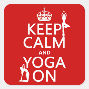 Calm und Yoga On behalten (Farben anpassen) Quadratischer Aufkleber