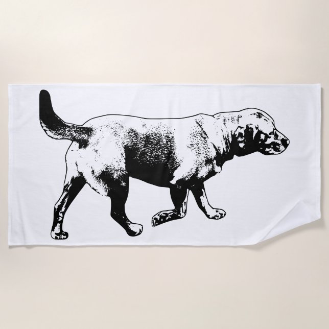 Calm Walking Labrador Ink Art Handtuch (Vorderseite)