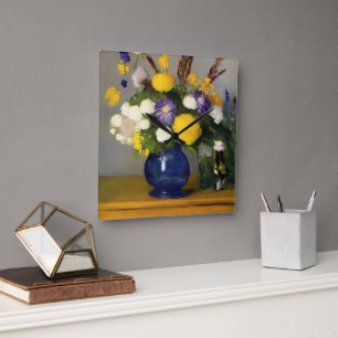 Calm Watercolor Botanische Kunst Quadratische Wanduhr