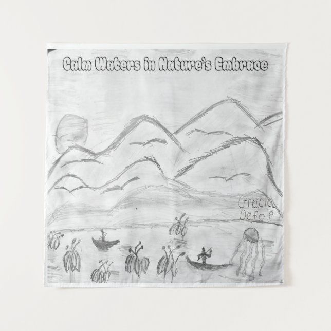 'Calm Waters in  Nature's Embrace' Tapestry Wandteppich (Vorderseite)