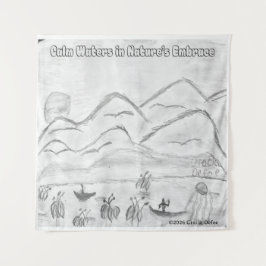 'Calm Waters in Nature's Embrace' Tapestry Wandteppich