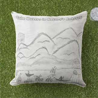 'Calm Waters in  Nature's Embrace' Throw Pillow Kissen