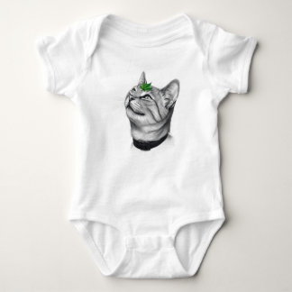 Calm White Minimal Cat Leaf Aesthetic Drawing pfp Baby Strampler