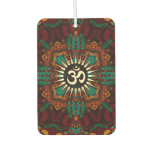 Calming Earth Batik Gold Om Meditation Symbol Autolufterfrischer