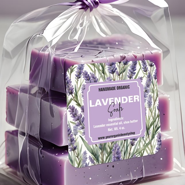 Calming Lavender Sprigs Handmade Bio Product Quadratischer Aufkleber (Von Creator hochgeladen)