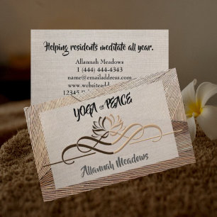 Calming Linen Bamboo Yoga Instructor Business Card Visitenkarte