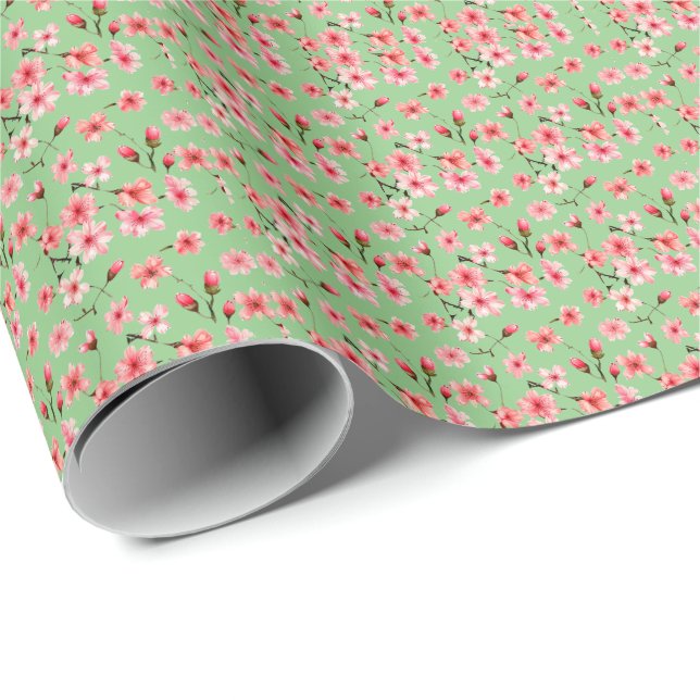 Calming Sage grün rosa Blume Sommer Geschenkpapier (Rolleneckpunkt)