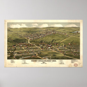 Calumet Michigan 1881 Antique Panoramabalkarte Poster