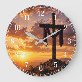 Calvary Cross Wall Clock — Inspirational Design Große Wanduhr
