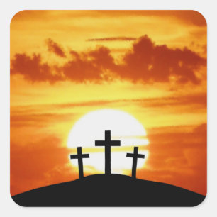 Calvary Sunrise Quadratischer Aufkleber