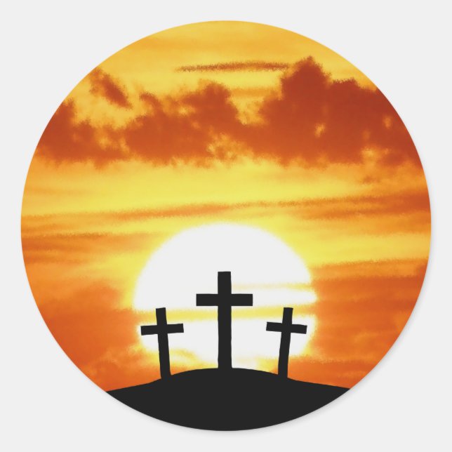 Calvary Sunrise Runder Aufkleber (Vorderseite)