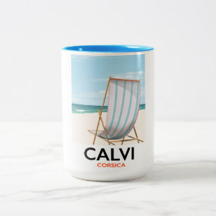 Calvi Corsica Reiseposter Zweifarbige Tasse