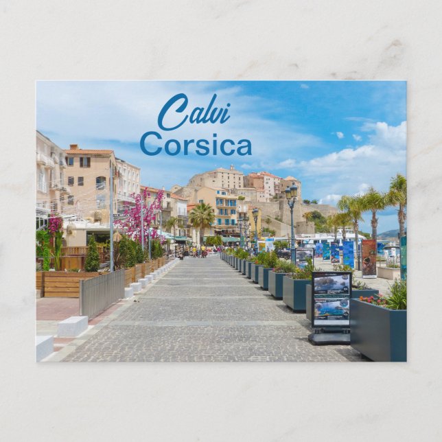 Calvi Promenade auf Korsika Frankreich Postkarte (Vorderseite)