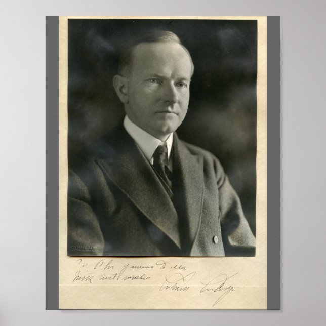 Calvin Coolidge 8x10 signiert Poster (Vorne)