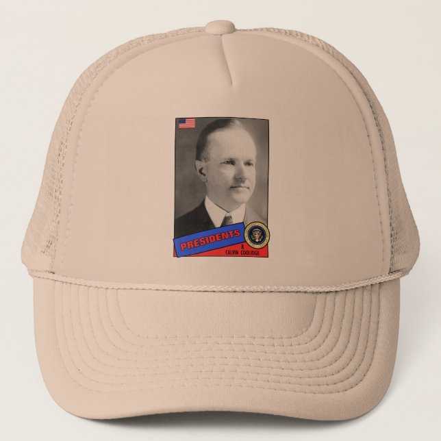Calvin Coolidge Baseball Card Truckerkappe (Vorderseite)