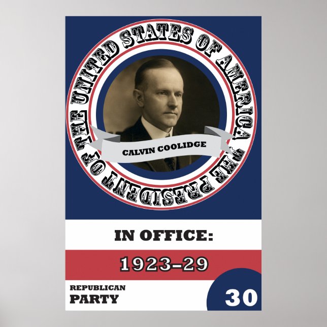 Calvin Coolidge Präsidentengeschichte Retro Poster (Vorne)