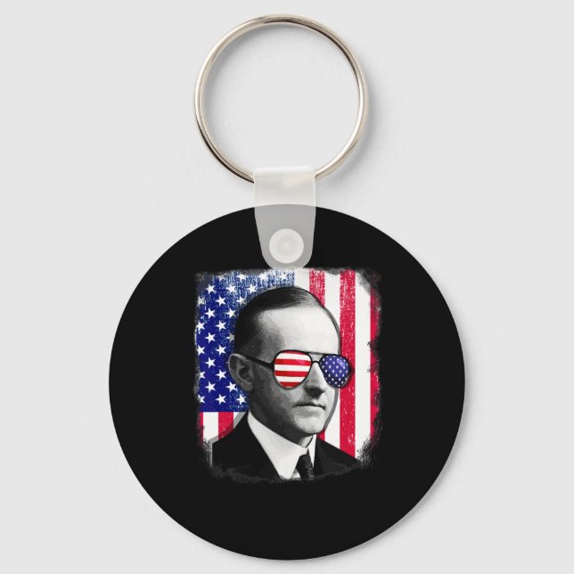 Calvin Coolidge US Flag 4. Juli Schlüsselanhänger (Vorderseite)