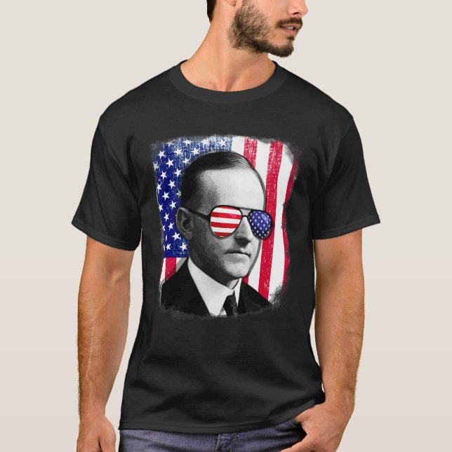 Calvin Coolidge US Flag 4. Juli T-Shirt (Vorderseite)