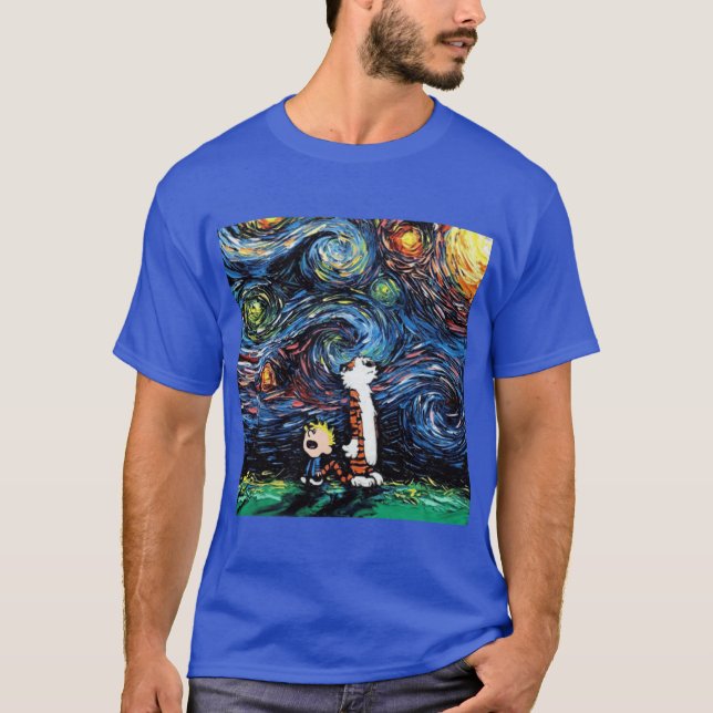 calvin hobbes starry night T-Shirt (Vorderseite)