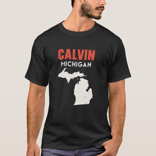 Calvin Michigan USA Staat America Travel Michigani T-Shirt (Vorderseite)
