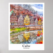 Calw Germany Art Travel Watercolor Hand Drawing