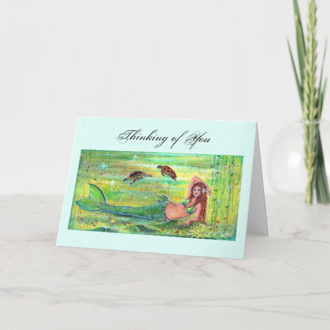 Calypso Meerjungfrau mit Meeresschildkrötenkarte v Karte (Vorderseite)