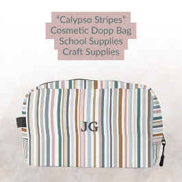 Calypso Stripes Aquamarin Pink Grau Tan Blau Waschbeutel