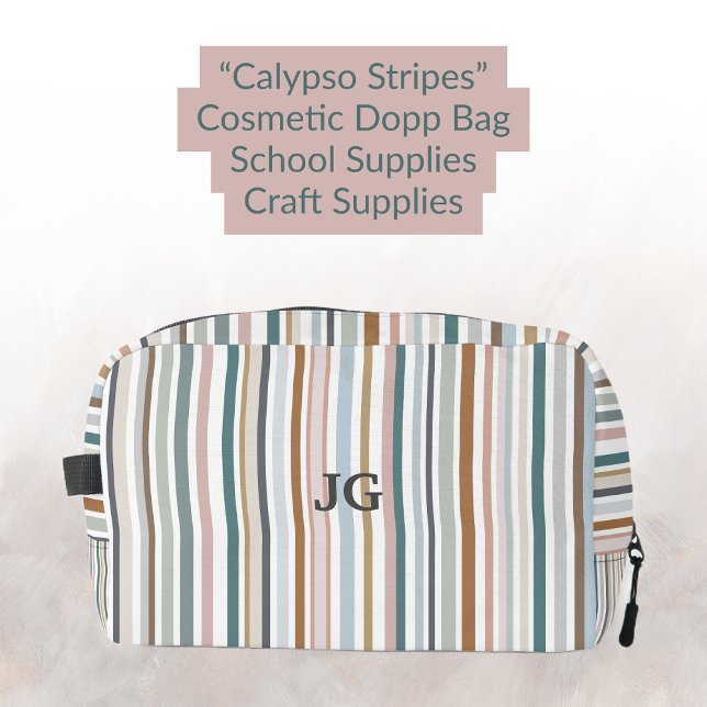 Calypso Stripes Aquamarin Pink Grau Tan Blau Waschbeutel (Calypso Stripes Colorful Teal Pink Gray Tan Blue Dopp Kit, Cosmetic Bag, Craft or School Supplies)