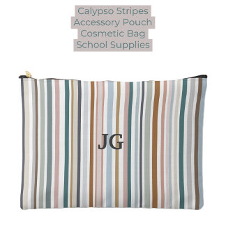 Calypso Stripes Aquamarin Pink Grau Tan Blau Zubehörtasche