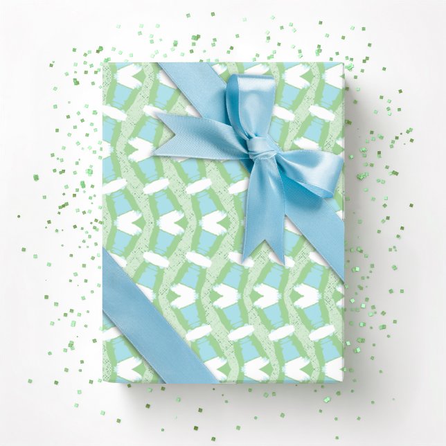Calypso Wavy Stripe in Light Green and Aqua Geschenkpapier (Von Creator hochgeladen)