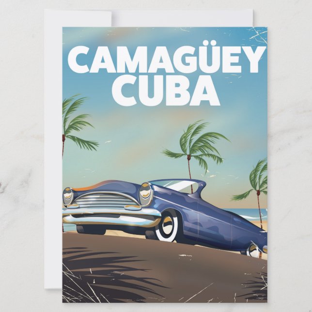 Camagüey Kuba Vintage Reiseplakat Einladung (Vorderseite)
