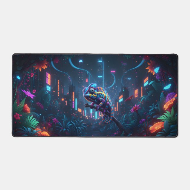 Camälion in Neonfarben Schreibtischunterlage (Vorderseite)