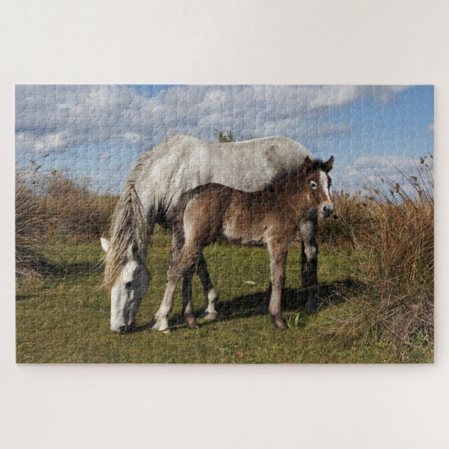 Camargue Horse Foal mit Mutter Puzzle (Horizontal)