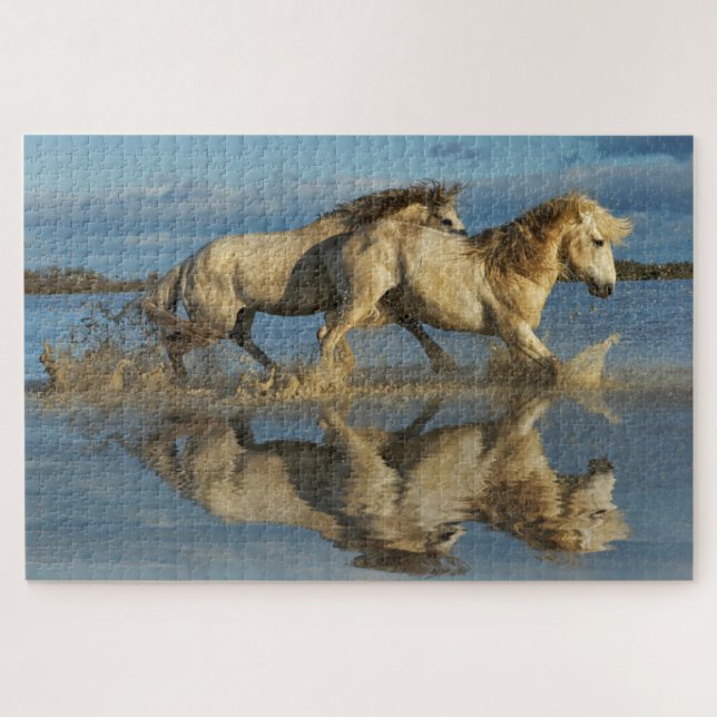 Camargue Horses and Reflection, Südfrankreich Puzzle (Horizontal)