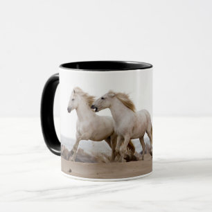 Camargue Horses Running on the Beach Tasse