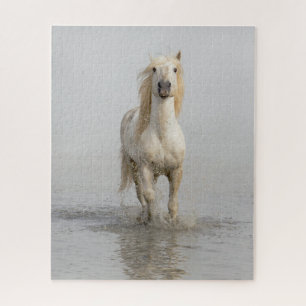 Camargue-Pferd läuft im Wasser Puzzle
