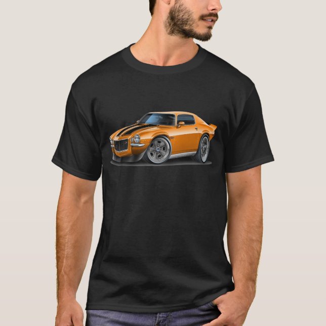 Camaro 1970-73 Orn/Schwarz-Auto T-Shirt (Vorderseite)