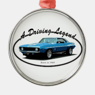 Camaro Blau 1969 Silbernes Ornament