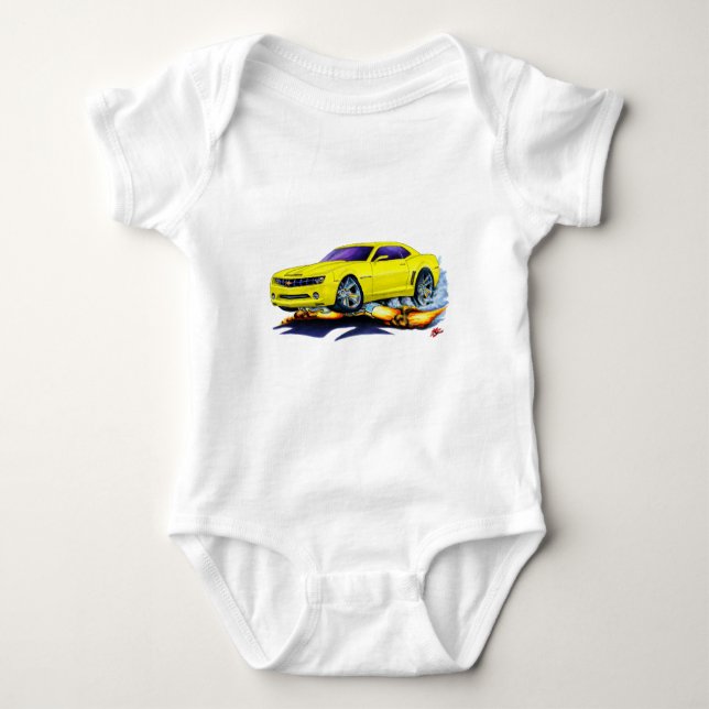 Camaro gelbes Auto 2010 Baby Strampler (Vorderseite)