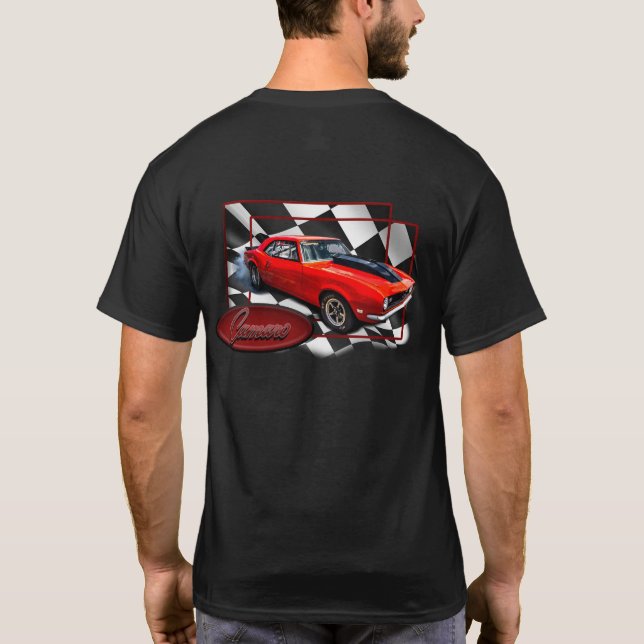Camaro mit hinterer Schachflagge  T-Shirt (Rückseite)