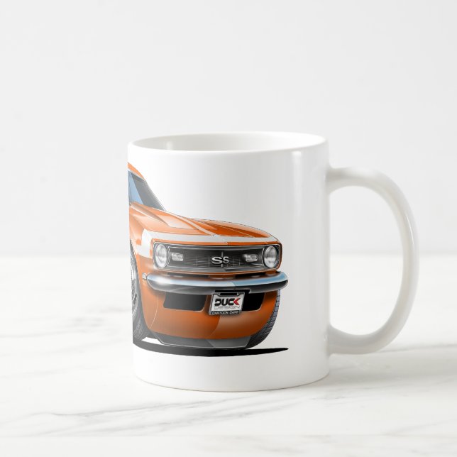 Camaro Orange-Weißes Auto 1968 Tasse (Rechts)