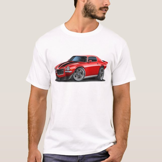 Camaro Rot 1970-73/Schwarzes T-Shirt (Vorderseite)