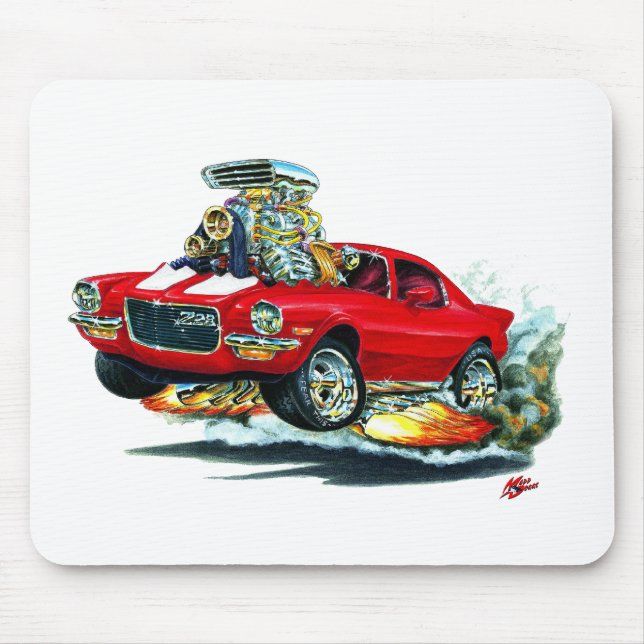 Camaro Rot-Weißes Auto 1970-72 Mousepad (Vorne)