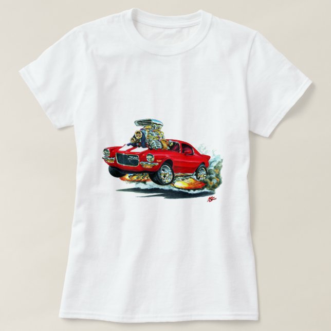 Camaro Rot-Weißes Auto 1970-72 T-Shirt (Design vorne)