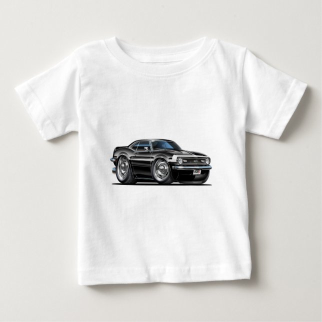 Camaro Schwarz-weißes Auto 1968 Baby T-shirt (Vorderseite)